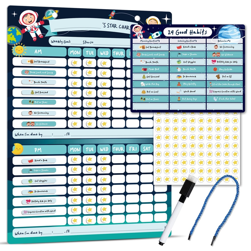 BIROYAL Magnetic Chore Chart for Kids, Reward Chart for Kids Behaviour for Children on The
