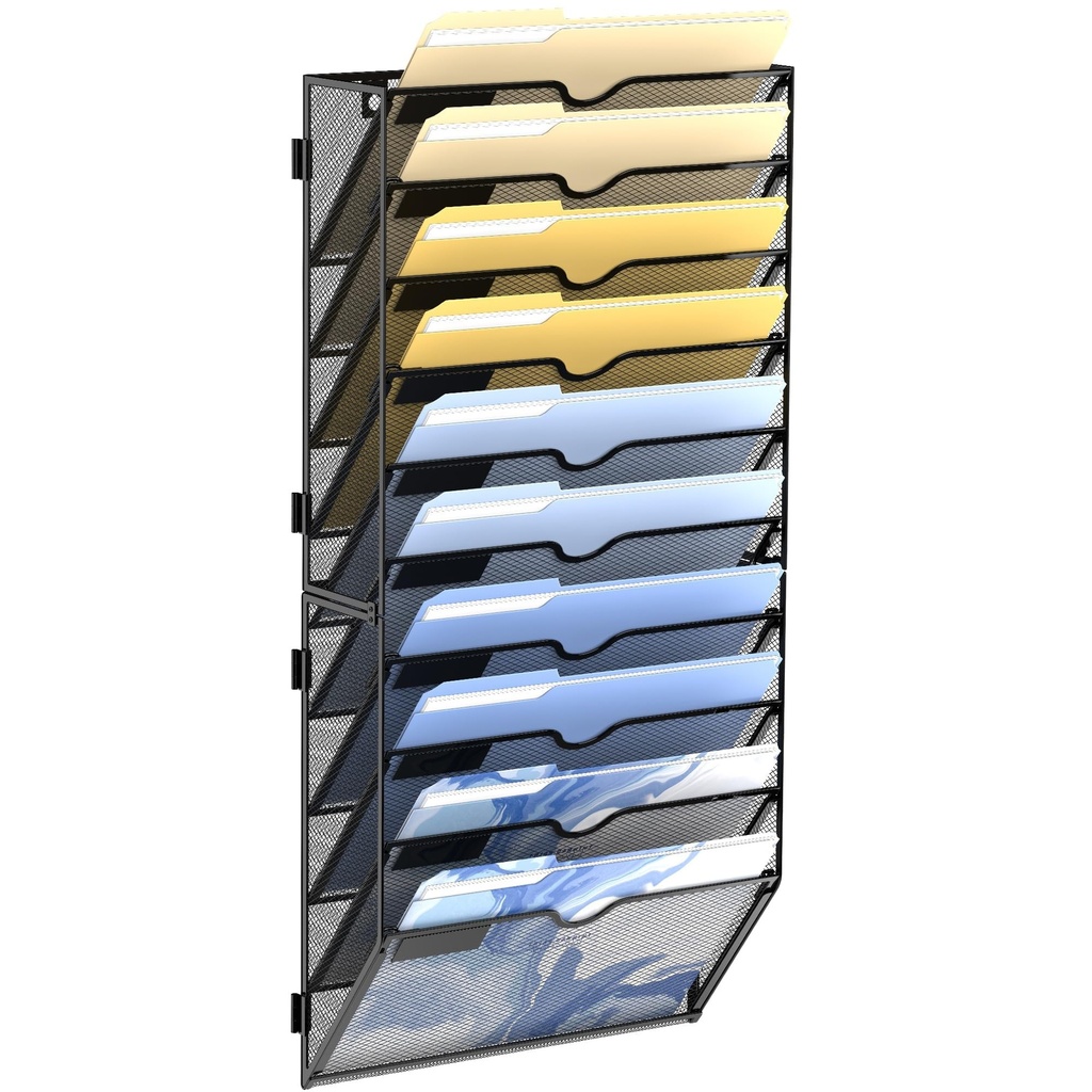 SUPEASY Wall File Organiser, 10 Tier Hanging File Holder, Mail Organiser Wall Mounted 