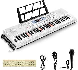 INMOZATA 61 Key Electronic Keyboard Piano, Musical Keyboard for Beginner, Light Up Keyboard
