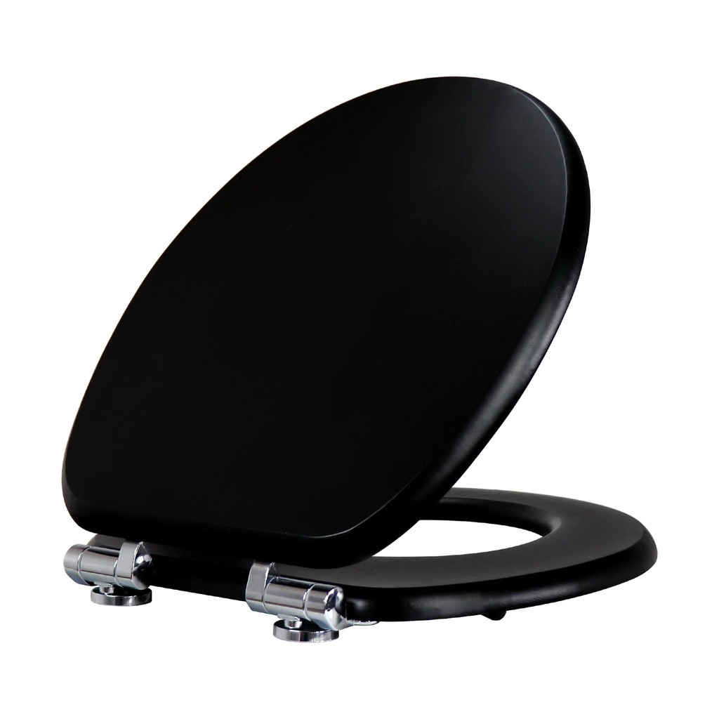 Fanmitrk Natural Solid Wood Toilet Seat- Toilet Seat Bamboo, Soft Close with Metal Hinges,E