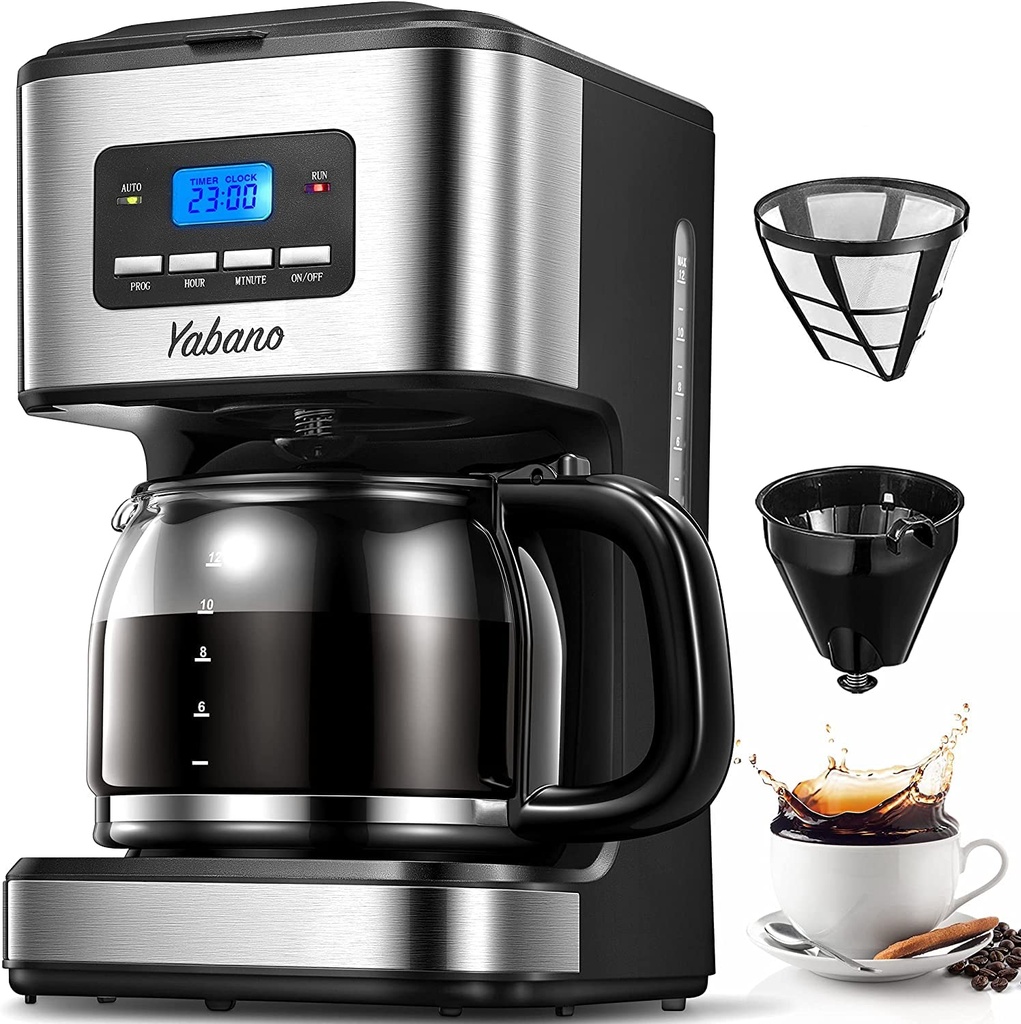 Yabano Coffee Maker, Filter Coffee Machine with Timer, 1.5L Programmable Drip Coffee Maker,