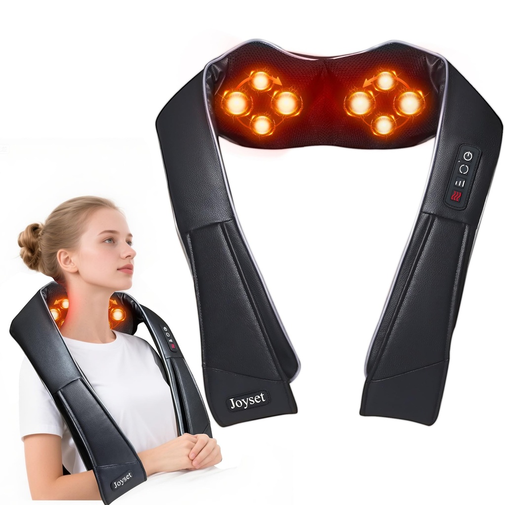 Joyset Neck Massager for Neck Pain, Electric Back Massager with Heat, Deep Tissue 3D Kneadi