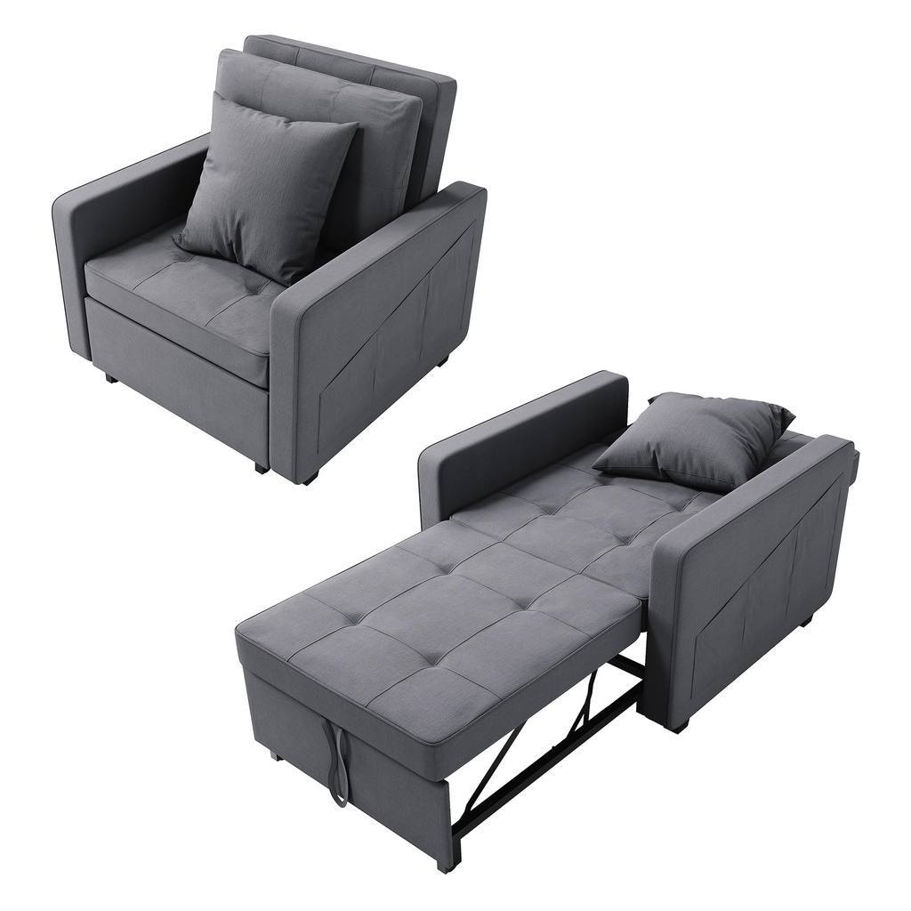 ZANOFIRA Single Sofa Bed, 3-in-1 Pull Out Convertible Sleeper Chair Bed with Adjustable Back