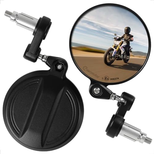 Evermotor Motorcycle Mirrors, Bar End Mirrors Motorcycle, E-MARK Motorbike Rear Bike Mirror,