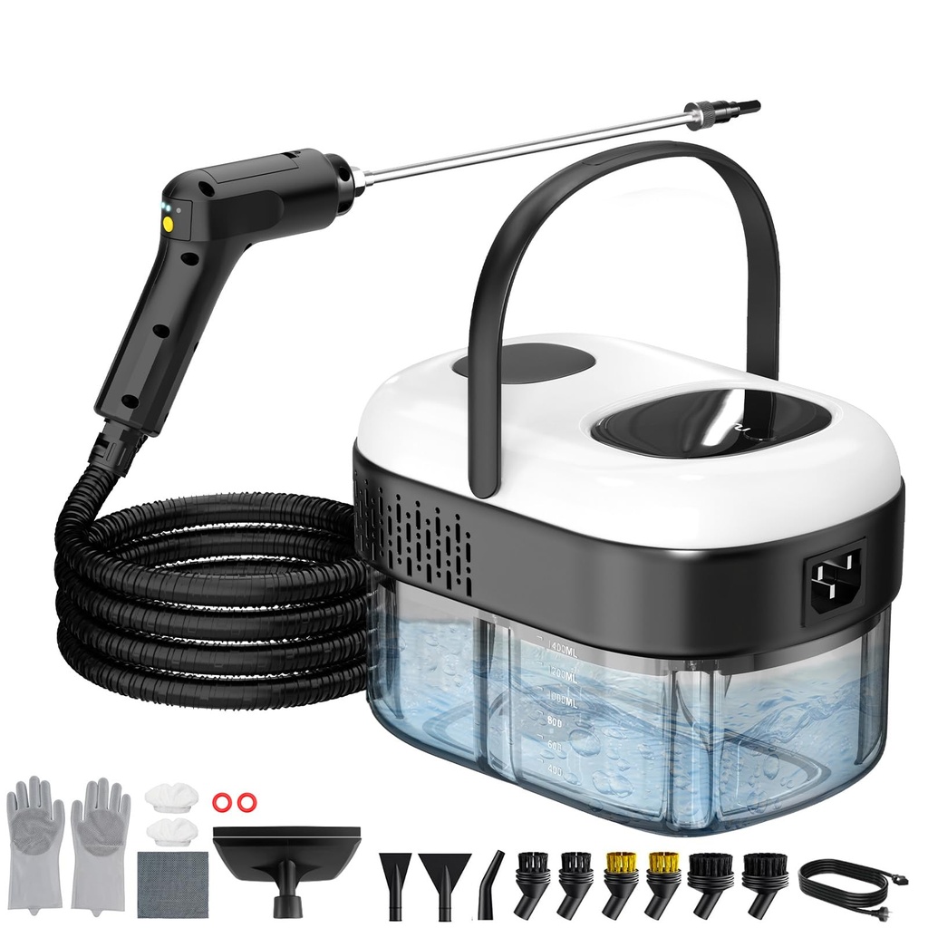 2500W High Pressure Steam Cleaner Handheld, 1.4L 15s Heat Up, Portable Steamer Cleaning, 18