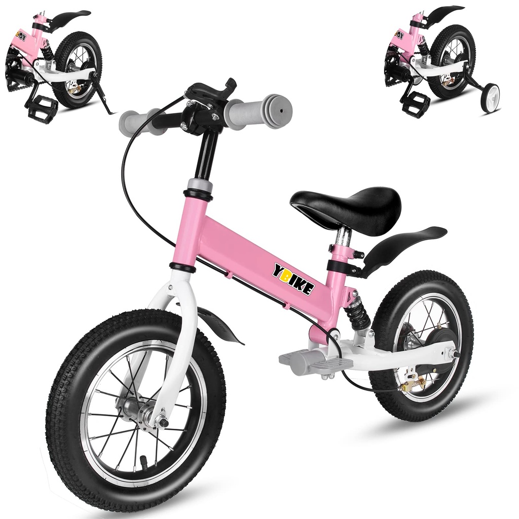 YBIKE 2 in 1 Balance Bike, 12 14 Inch Kids Bike, Suitable for 2-7 Years Old, Kids' Balance