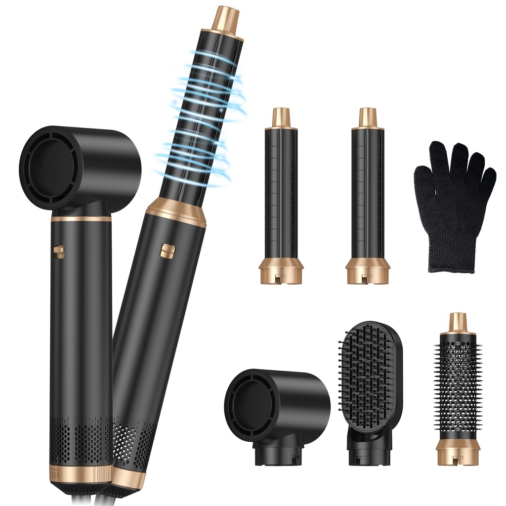 MogaWave5 in 1 Hair Styler Pro,Upgrade Air Styler 60000RPM Hair Dryer Brush, Left&Right Mag