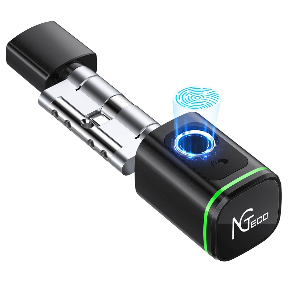 NGTeco Fingerprint Cylinders, Smart Lock Biometric Identification with App and Smart Card,