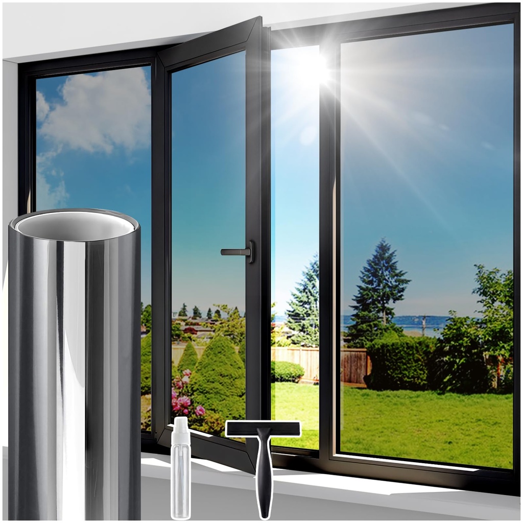 Lifetree One Way Clear Window Film Privacy: Heat Reflective Mirror Window Film for Glass Wi