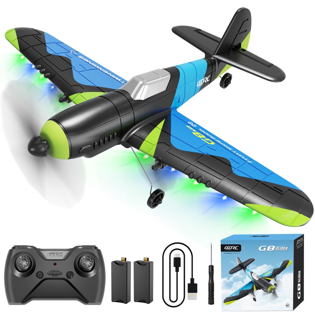 4DRC G8 RC Plane with 2 Take-off Modes, 2 Batteries and Light, 2.4GHz 6 axis Gyro Stabilize