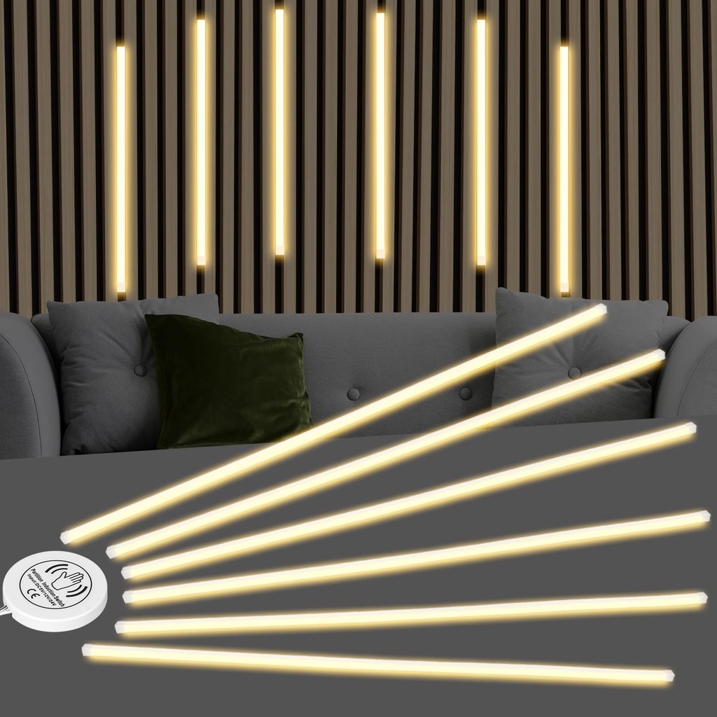 EUNEWR LED Strips for Acoustic Wall Panels, 6x90CM Acoustic Panels Embedded LED Light Strip