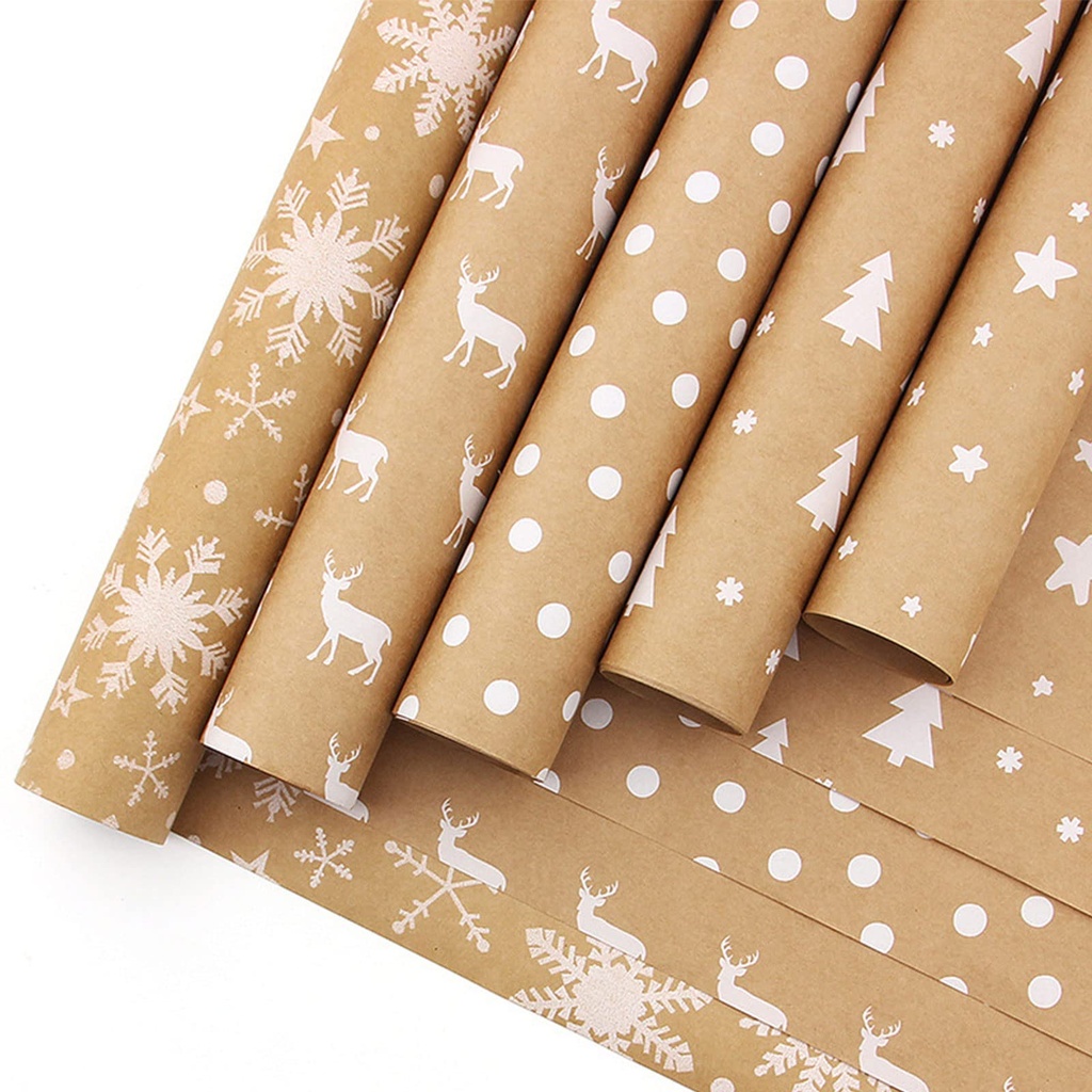 TSHAOUN Christmas Wrapping Paper Roll,Kraft Gift Wrapping Paper,5 sheets 44x100cm Xmas Gif