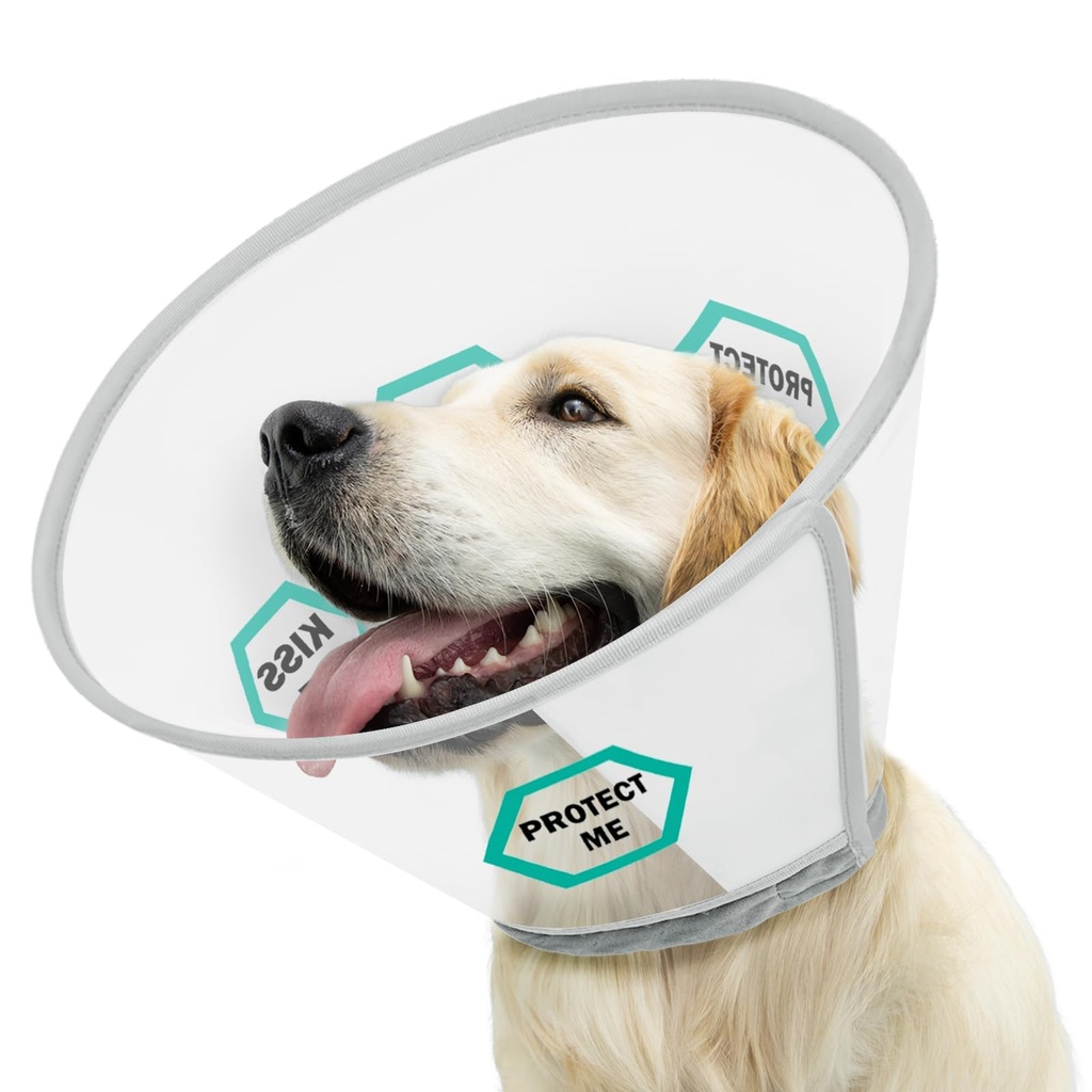 Supet Dog Cone After Surgery, Recovery Pet Cone Collar to Stop Licking, Adjustable Soft Eli