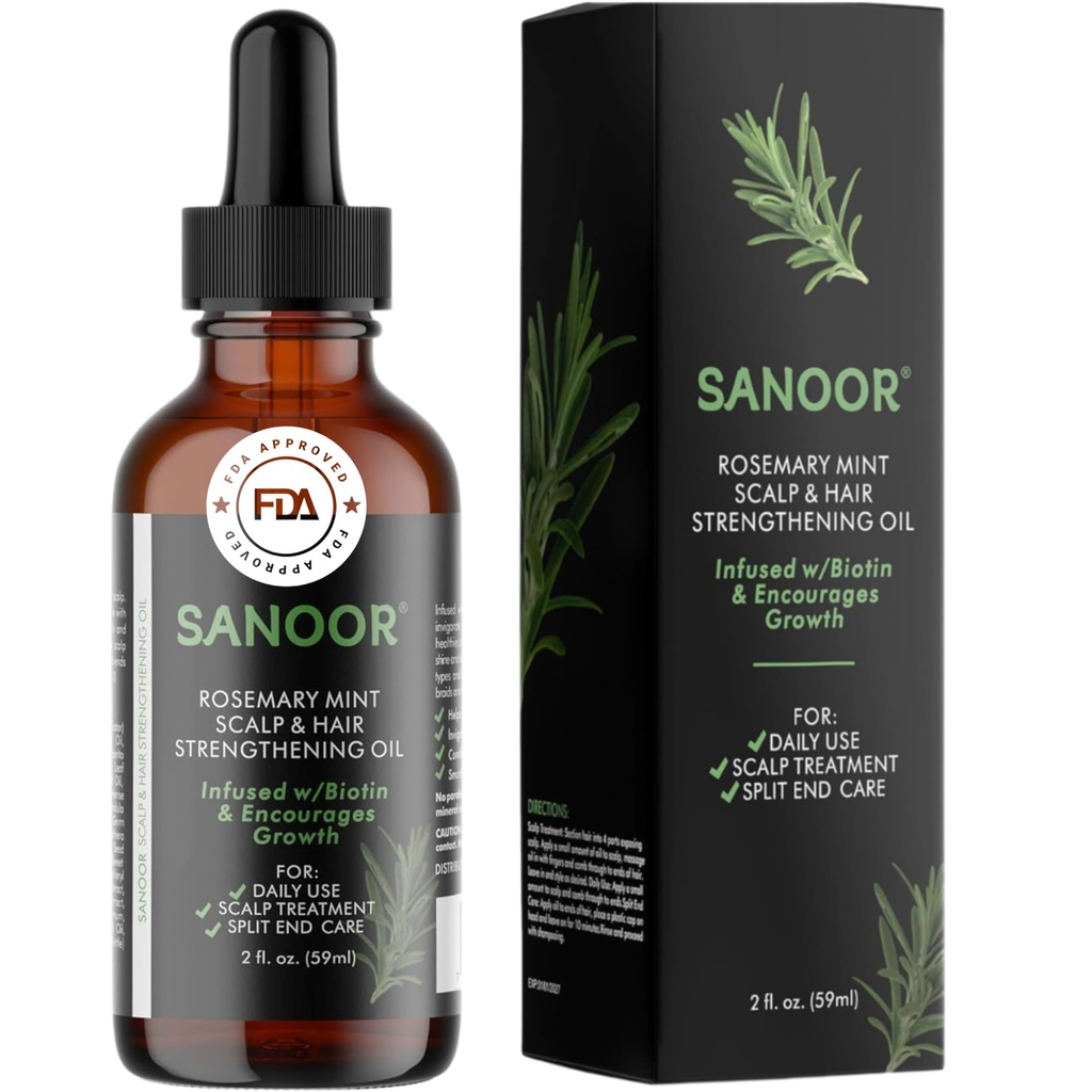 SANOOR Rosemary Mint, Scalp Hair Growth Oil, Infused Biotin to Encourages Hair Growth | H