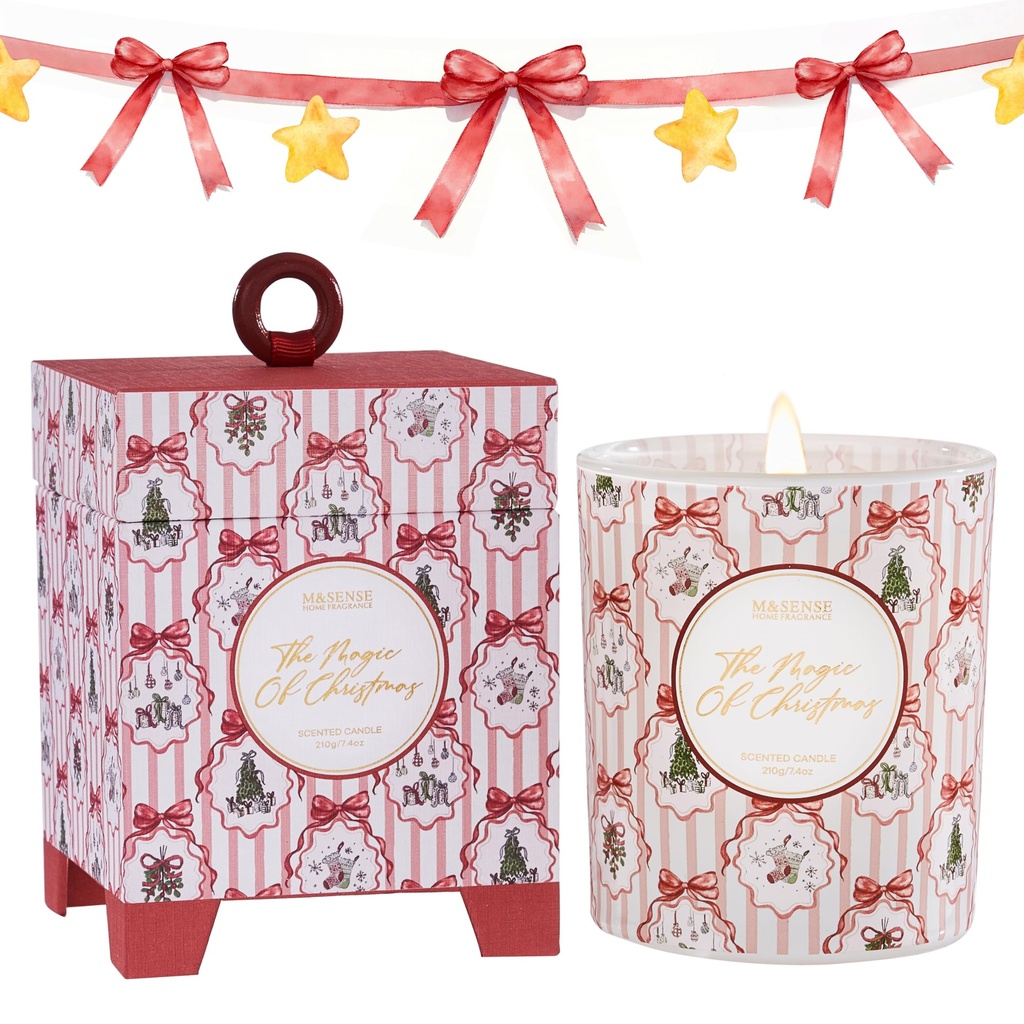 M&SENSE Candles Gifts for Women 210g Candy Cane 50H Burning Time Natural Soy Wax Candle