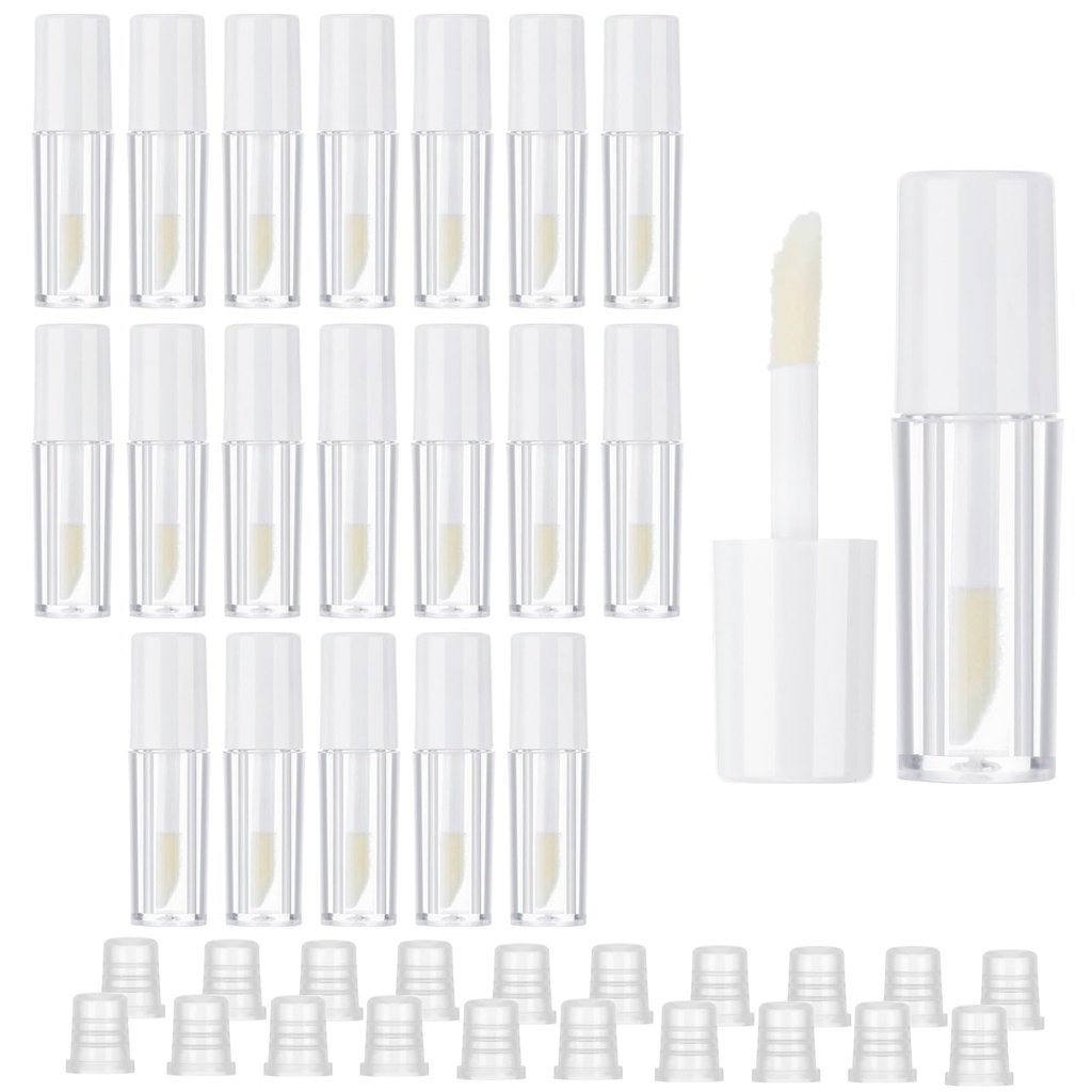 20Pcs Lip Gloss Tubes, 1.2ml Empty Lip Gloss Tube Clear Refillable Lipgloss Tubes with Wan