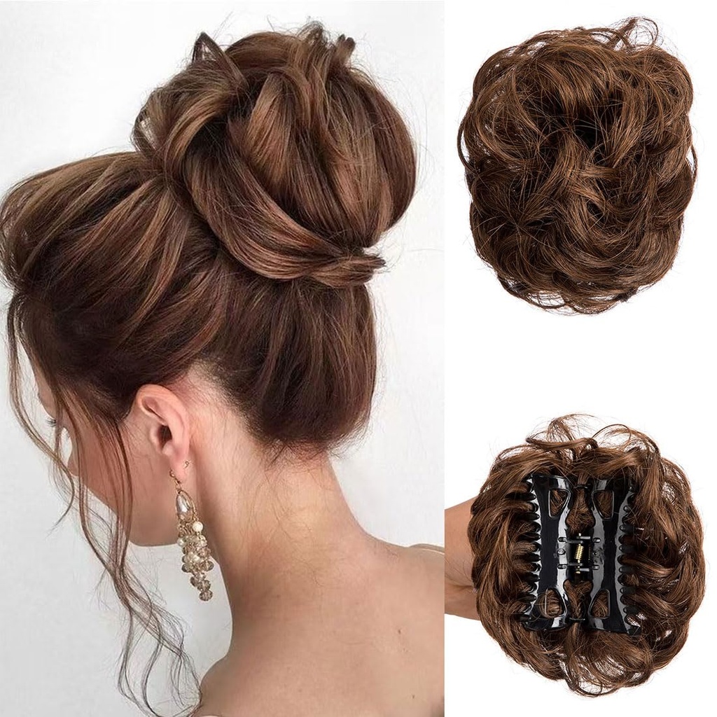Claw Clip Messy Bun Hair Piece Tousled Updo Hair Buns Extension Elastic Hair Band Hair Piec