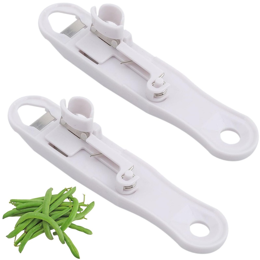 2 Pcs Runner Bean Slicer and Stringer, 3-in-1 Handheld Green Bean Cutter with Stainless Ste