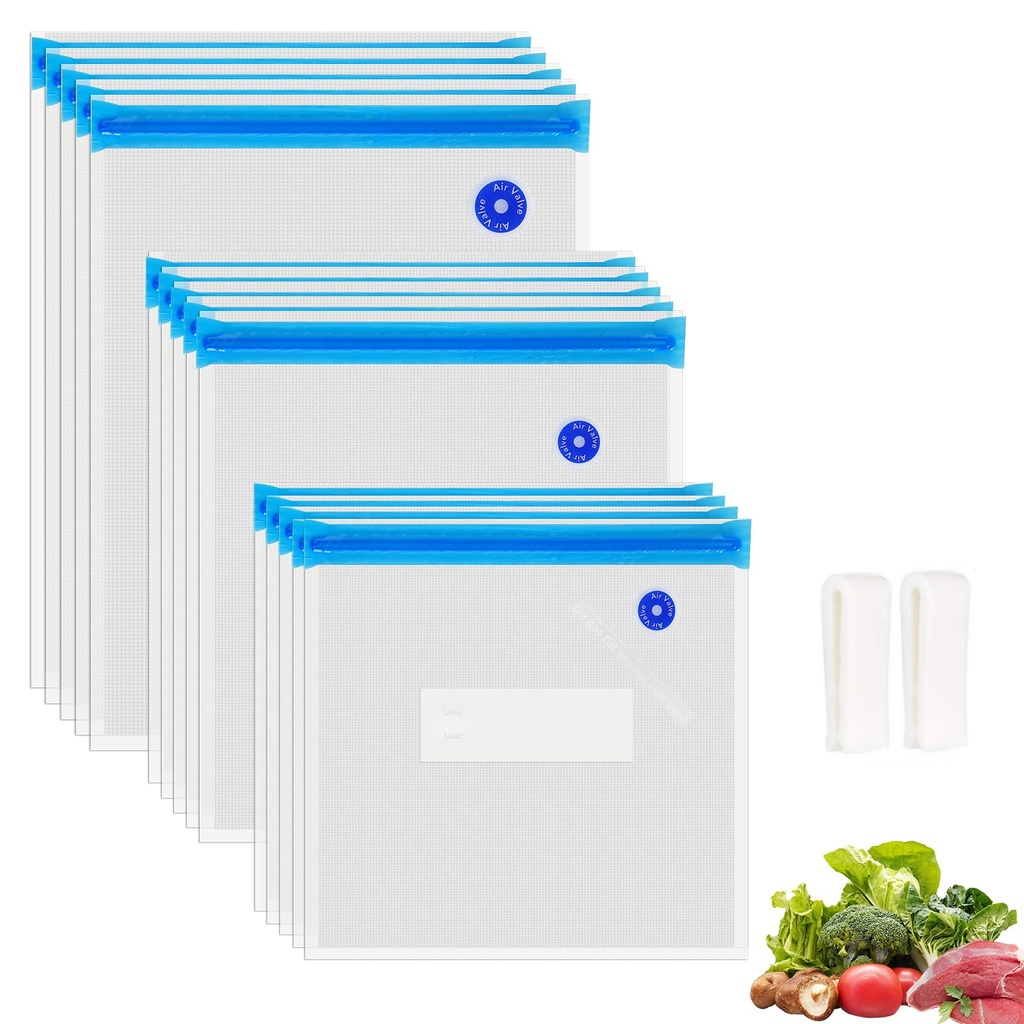 O2frepak 15 Sous Vide Bags Reusable Food Vacuum Sealed Food Storage Bags with BPA Free