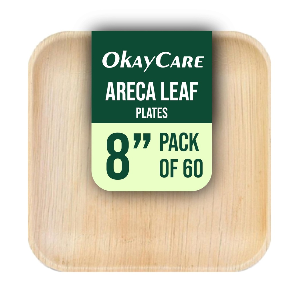 OkayCare - Areca Leaf Disposable Square Plates - Microwave & Oven Safe