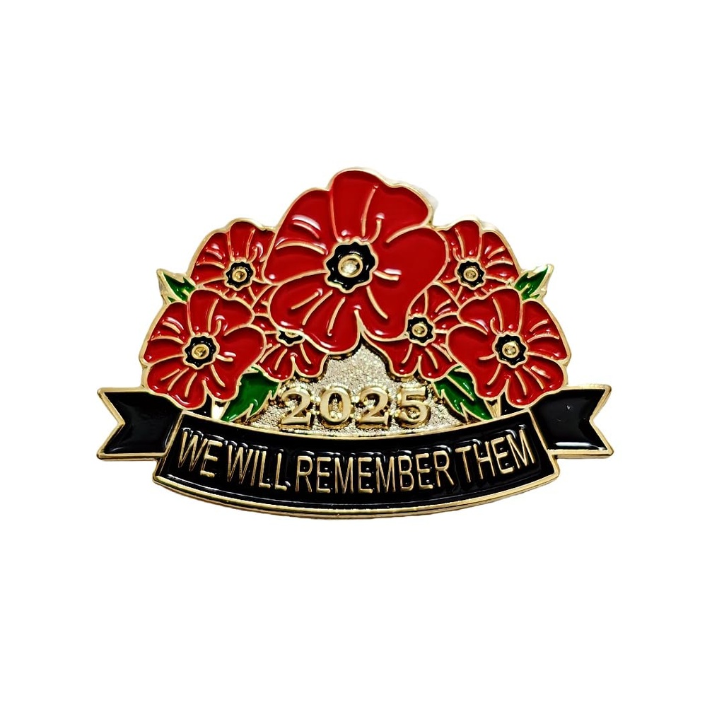 2025 Red Flower Badges Pins Lest We Forget Remembrance Day Military Army Veteran Decoration