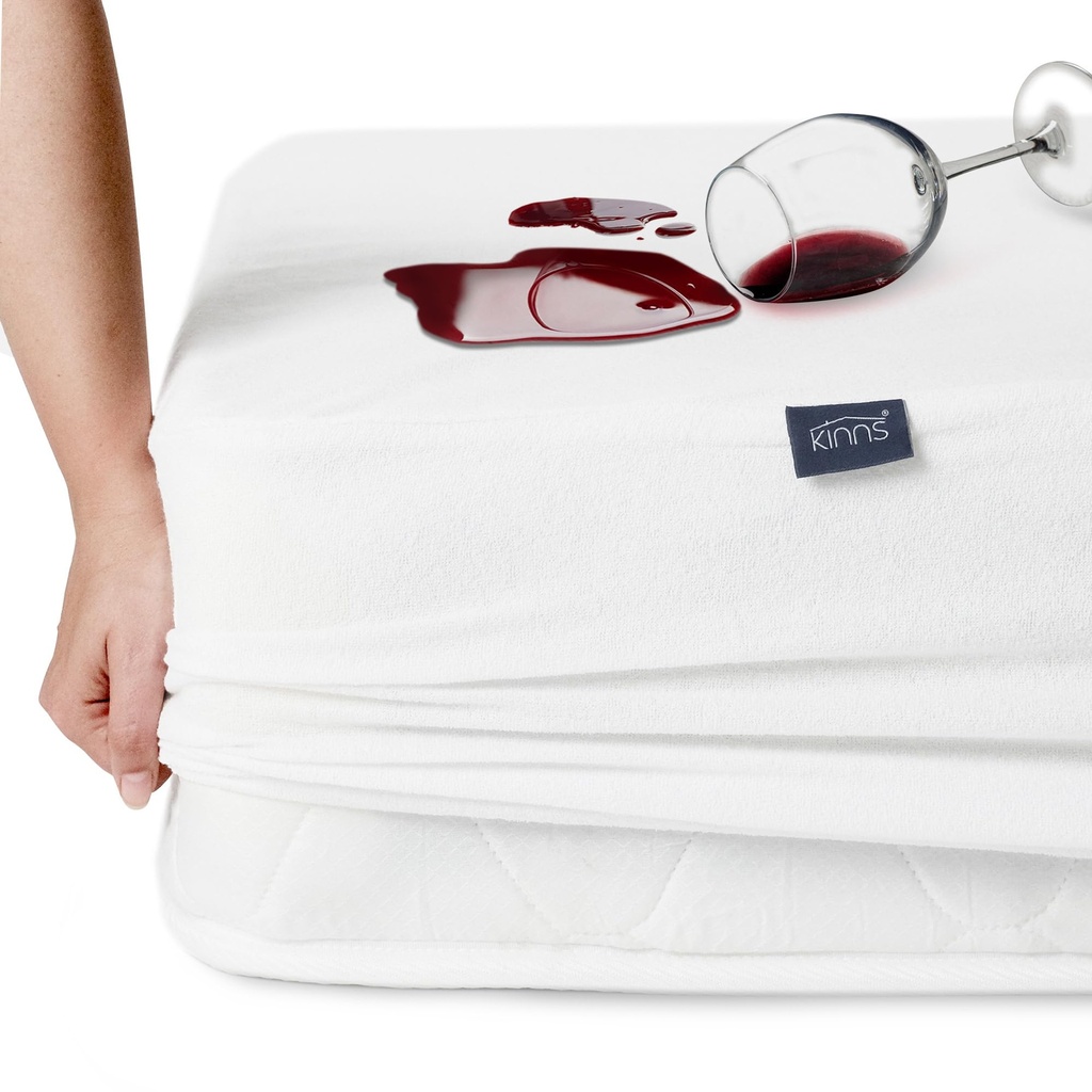 KINNS Waterproof Mattress Protector for Double Bed size 135x195cm - 30cm Deep Elasticated