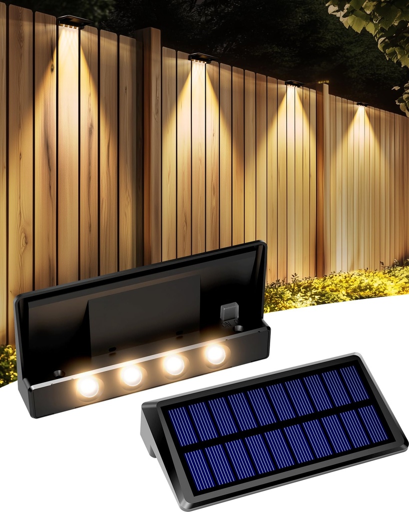 Asteria Solar Fence Lights Outdoor Garden 2Pack, Fence Light Outdoor Waterproof, Bright Sol