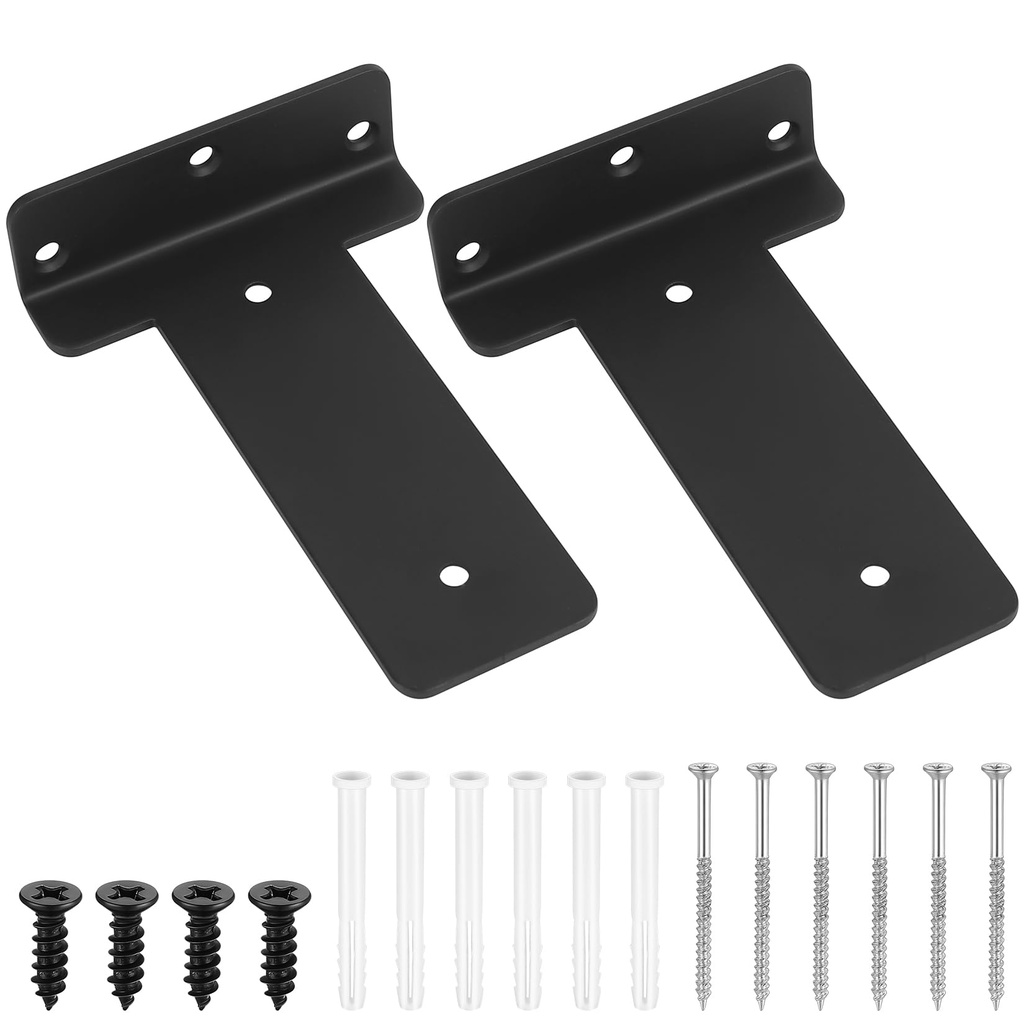 2 Pcs Floating Shelf Brackets Heavy Duty, 6" Scaffold Board Shelf Brackets, Rustic Metal