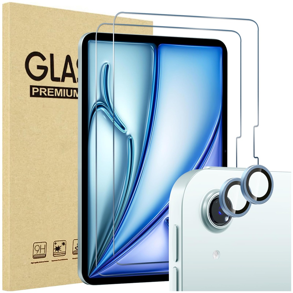 ProCase 2 Pack Screen Protector for iPad Air 13 Inch 2024 M2 + 2 Pack Camera Lens Protecto