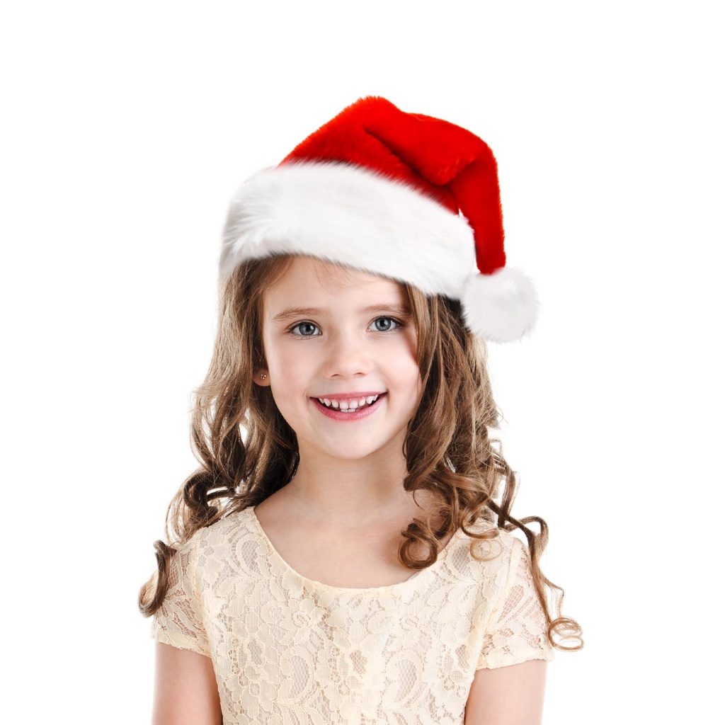 Christmas Hat for Kids Santa Hats Red Velvet Comfort Extra Thicken Classic Fur Holiday Xmas