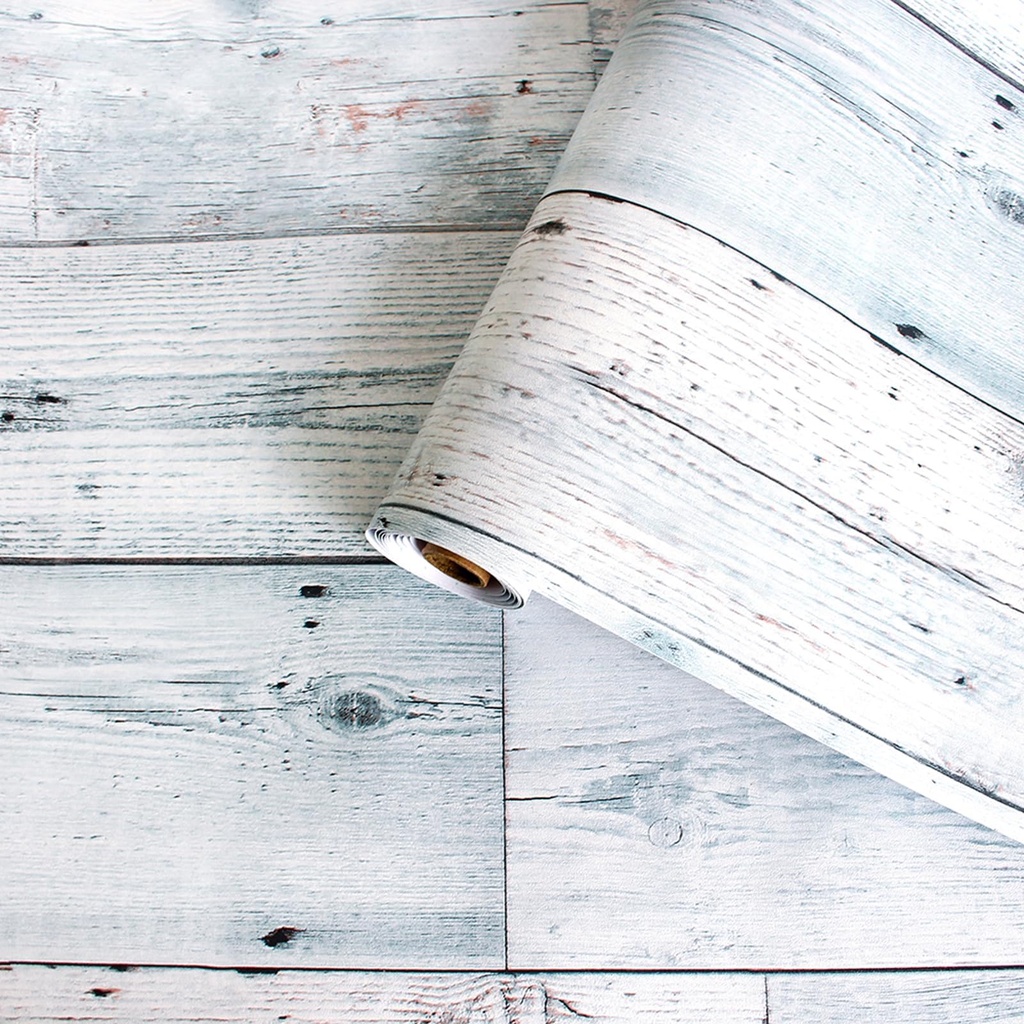 WANMAVIS Grey Wood Effect Sticky Back Plastic Wallpaper Self Adhesive Wallpaper Vinyl Wrap