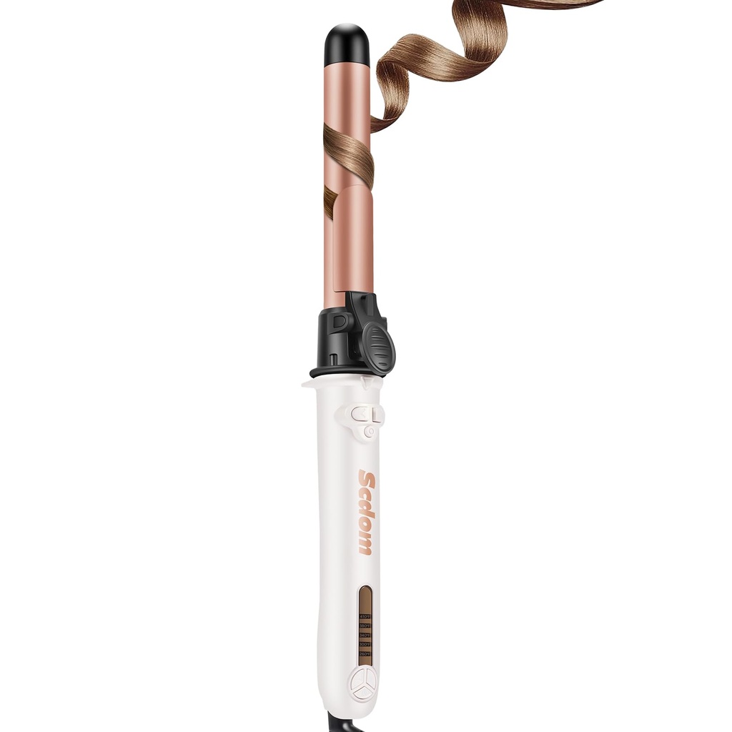Rotating Curling Iron, NDLTER Global Voltage Automatic Curling Iron with Clamp, 5 Heat Sett