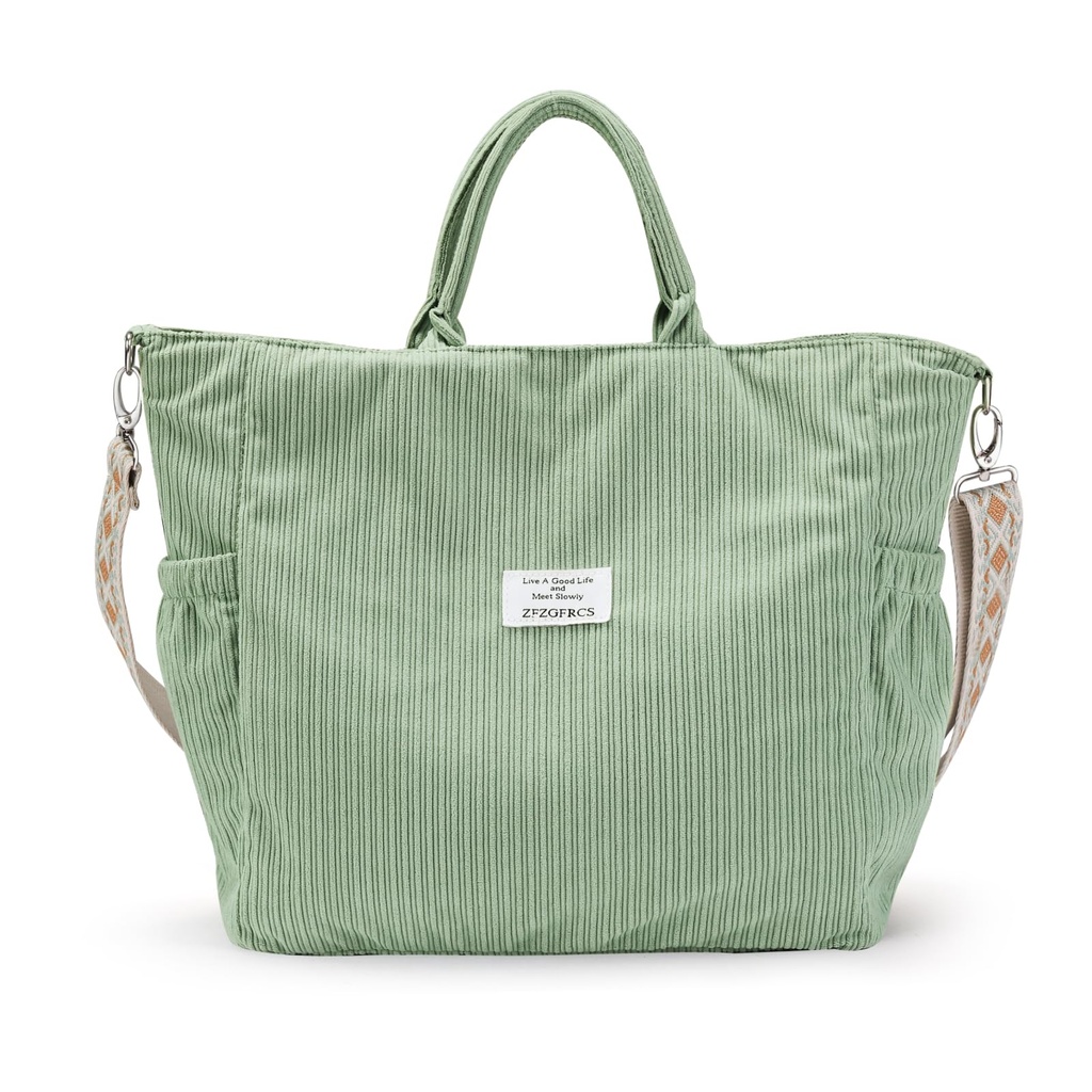 ZFZGFRCS Corduroy Hobo Bag, Adjustable Shoulder Strap, Large Capacity Tote Handbag, 