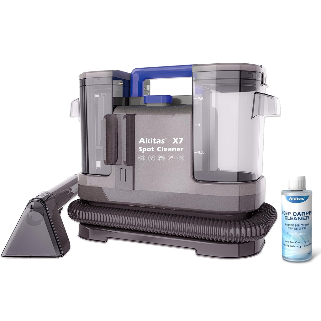 Akitas X7 Spot Cleaner, 600W Portable Carpet & Upholstery Cleaner with Self-Cleaning Function