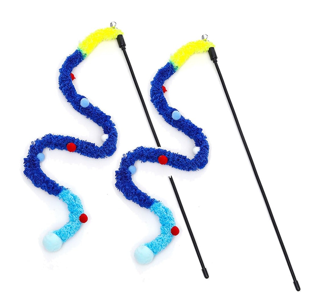 gutiest Cat Plush Sticks Toys, Cat Wand Toy, Interactive Cat Dog Toys Kitten Toys with Bell