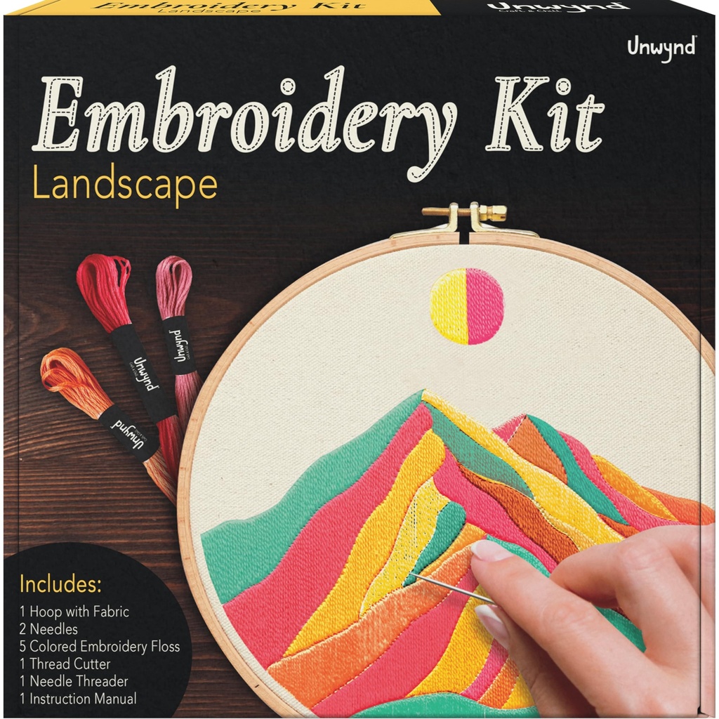 Embroidery Kit Landscape Theme for Beginners, Satin Stitch Embroidery for Adults