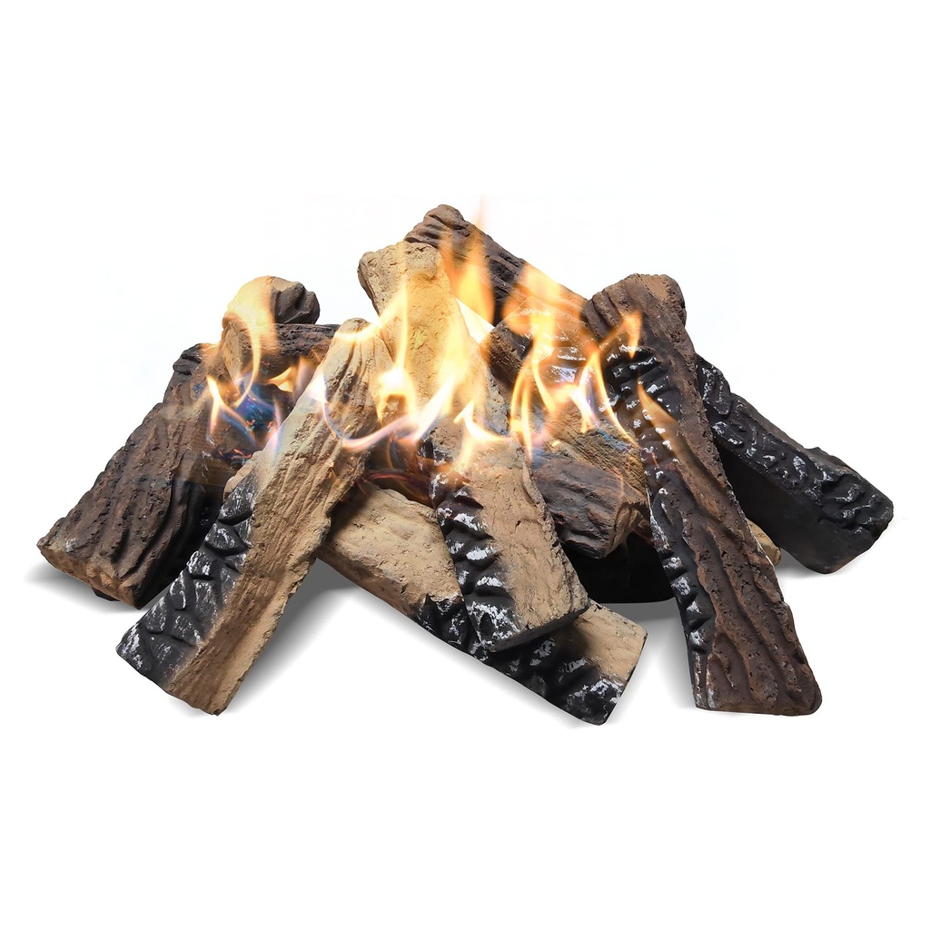 ATR ART TO REAL Large Gas Fireplace Logs,10-piece Set of Large Ceramic Faux Fireplace Logs