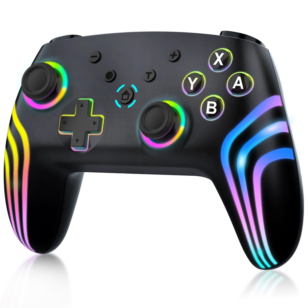 MYSTILUCK Wireless Pro Controller for Switch/Switch 2/Lite/OLED/PC, Gamepad with 7 Color Ch