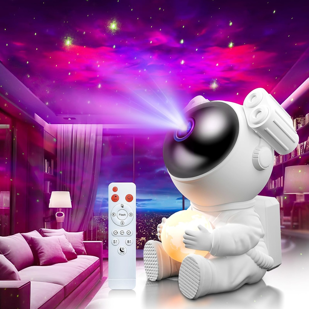 MYSTILUCK Astronaut Galaxy Projector with Moon Lamp, Star Projector Night Light for Kids &