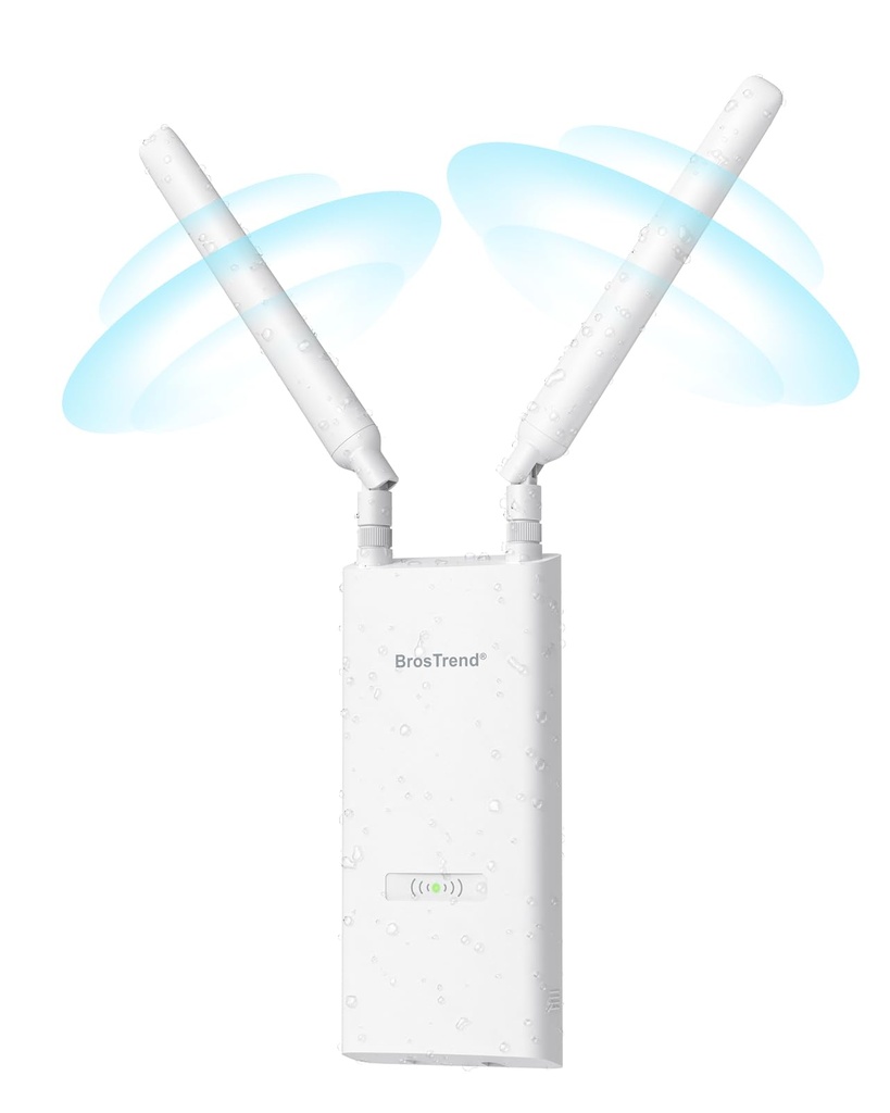 BrosTrend AC1200 Outdoor WiFi Extender Long Range, IP65 Weatherproof Gigabit WiFi Repeater