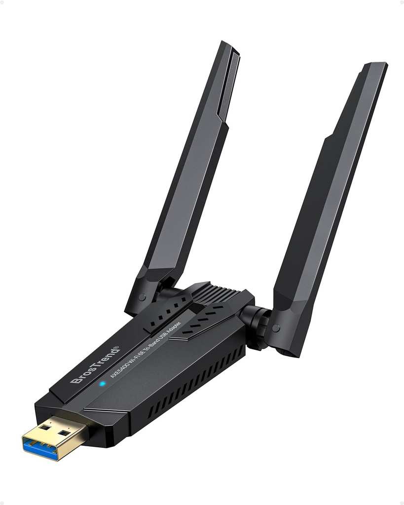 BrosTrend AXE5400 WiFi 6E USB WiFi Dongle Long Range, Tri-Band 6GHz 2402Mbps + 5G 2402Mbps