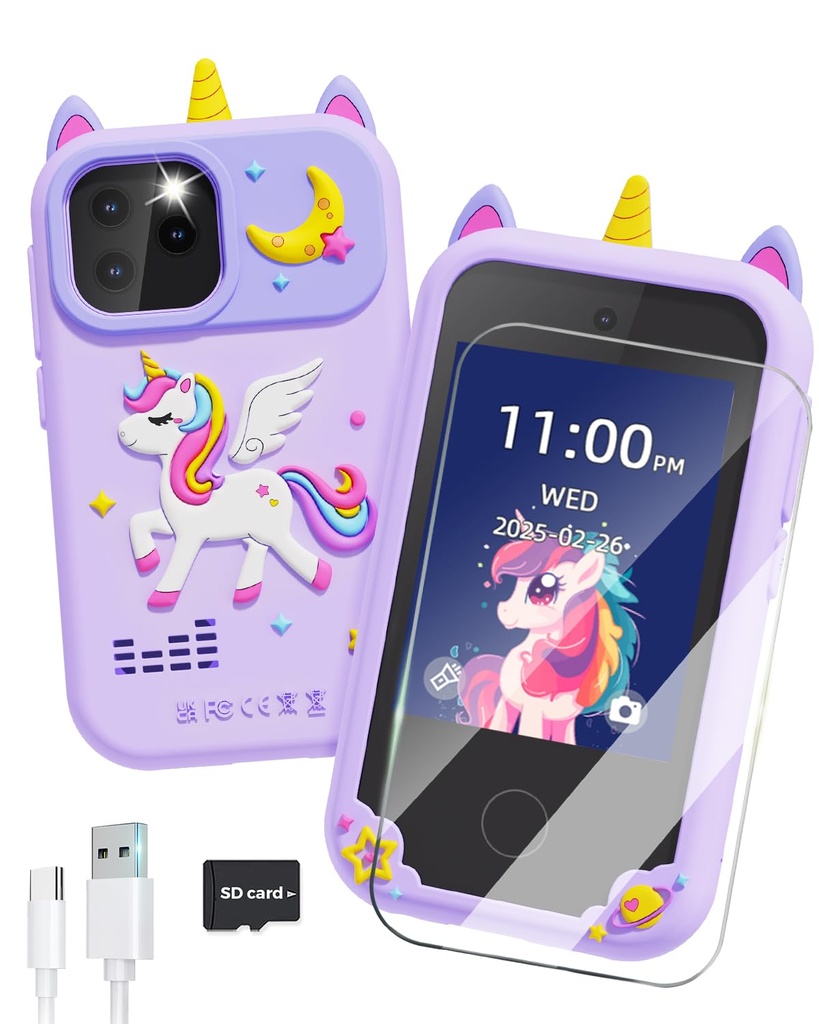 Kids Phone Toys, Christmas Birthday Gifts for 3 4 5 6 7 8 years old Girls Boys,2.8" Touchsc