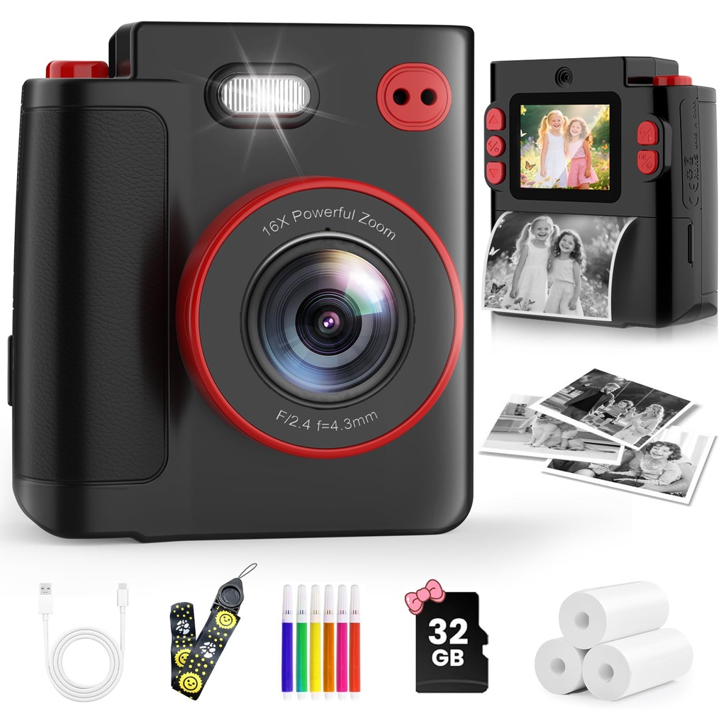 MYSTILUCK Kids Camera Instant Print, 1080P Instant Camera for Kids, Children Digital Camera