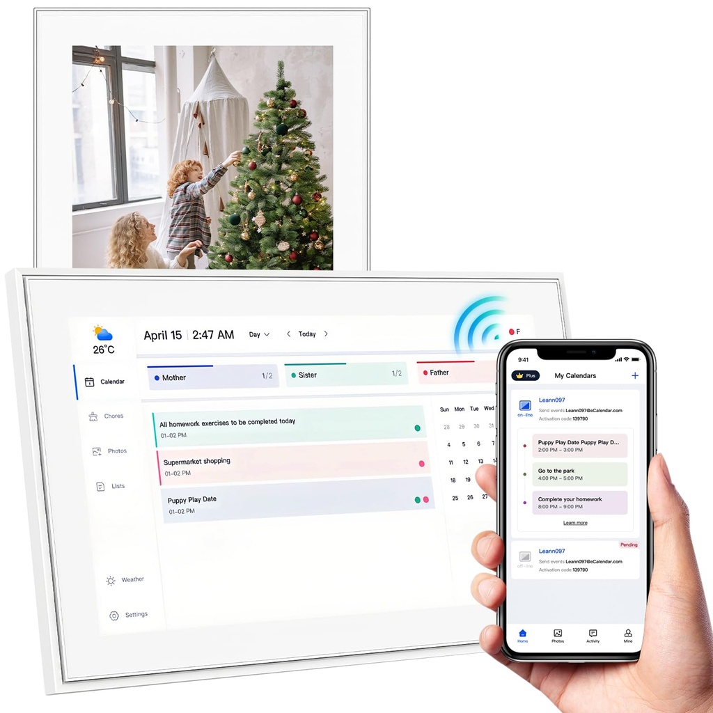 15.6 Inch Digital Calendar and Smart Chore Chart,1920x1080 FHD Smart Touchscreen Interactive