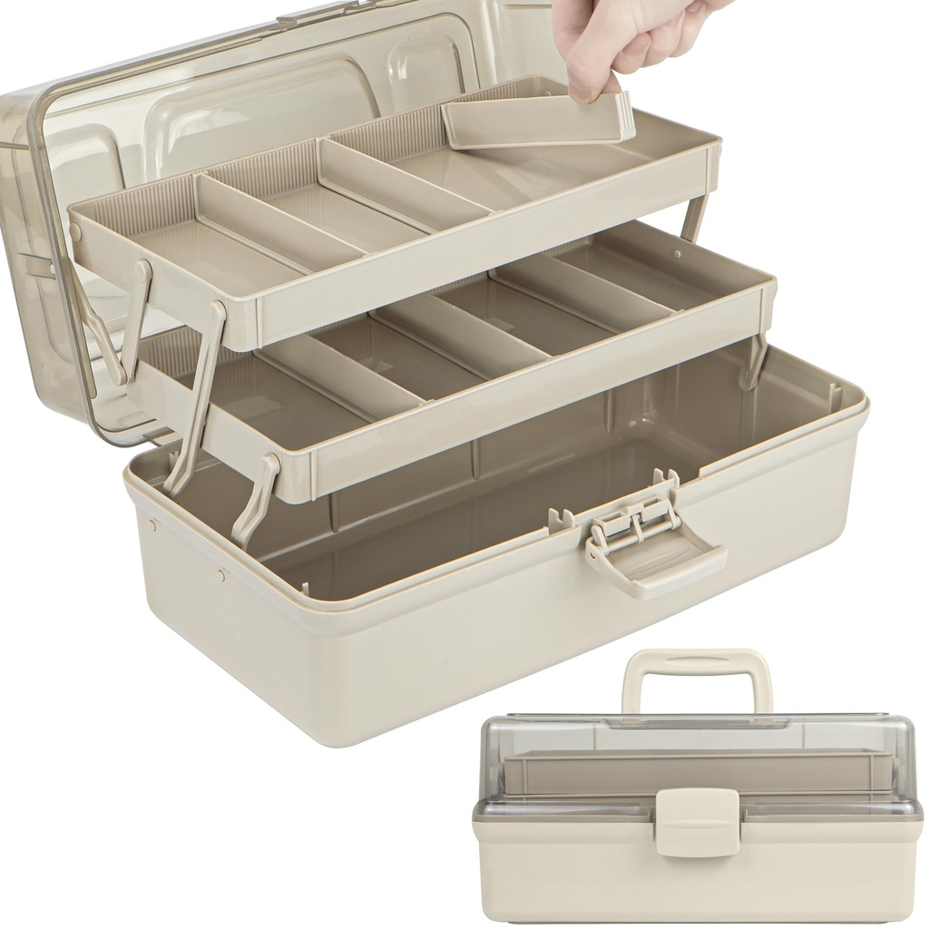 Creahaus 14in 3 Layer Multipurpose Storage Box with Compartments - Craft, Tool, Medicine &