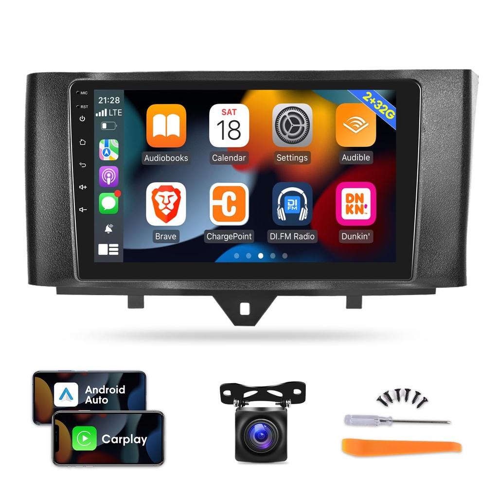 [2G+32G] Car Radio for Mercedes Benz Smart Fortwo 2011-2015, 9 inch Android Touch Screen Carplay