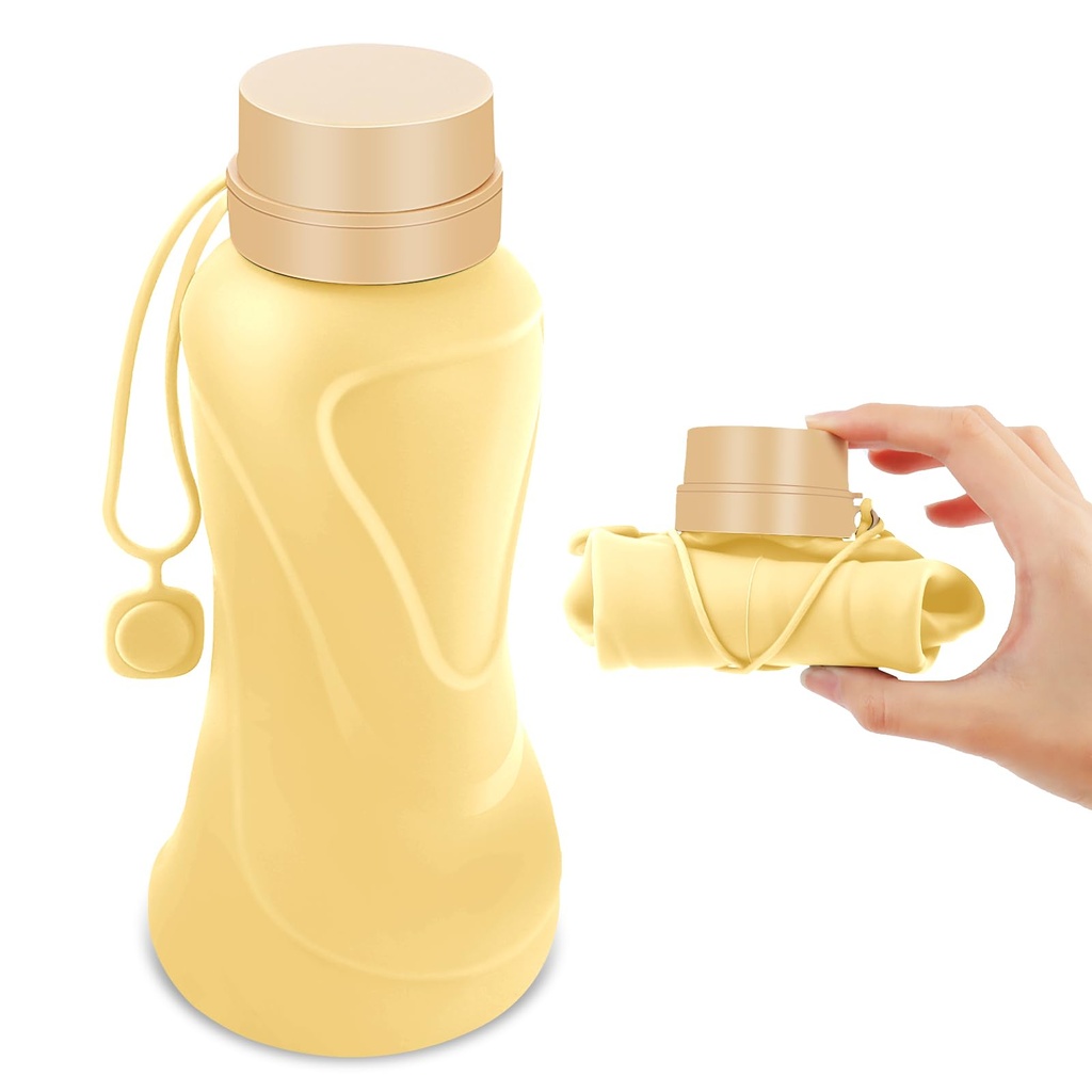 NAVTUE Collapsible Water Bottle, 650ml Foldable and Reusable Water Bottle for Travel, Gym,