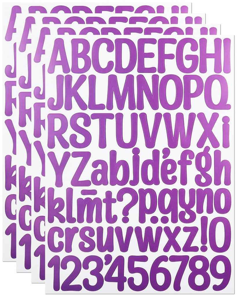 1.5 Inch Small Vinyl Letter Number Stickers, 4 Sheets Mini Waterproof Alphabet Number Stick