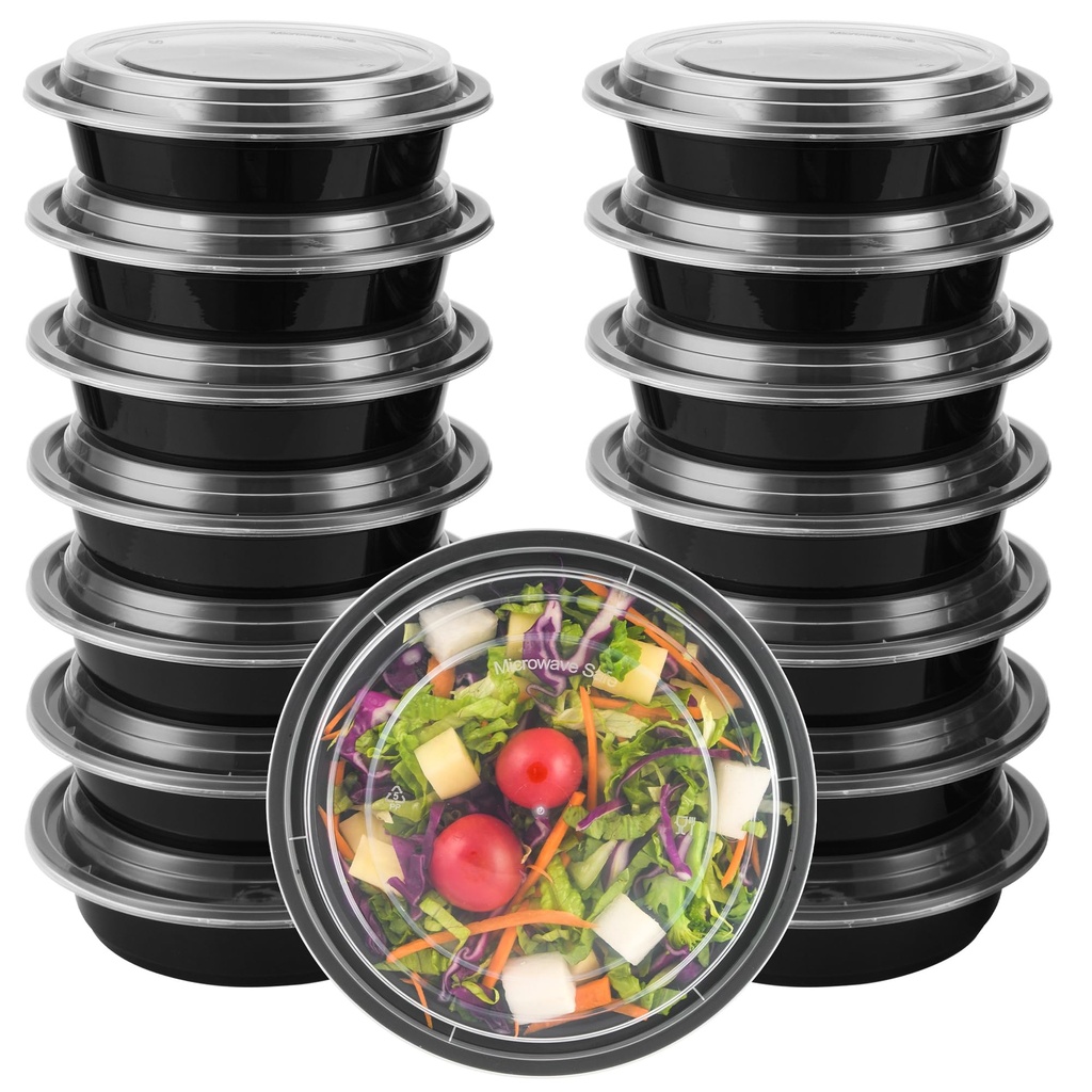 EnthuLove Round Meal Prep Containers Reusable, 24oz BPA-Free Salad Lunch Box, Microwavable