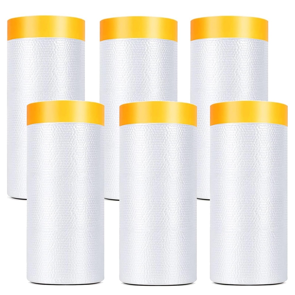 HOUSLUX Masking film, adhesive tape, painting film, 6 rolls 110 cm x 20 m, transparent cover